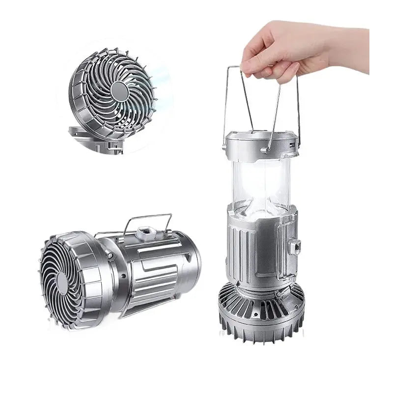 Set of silver fans and a lantern on a white background