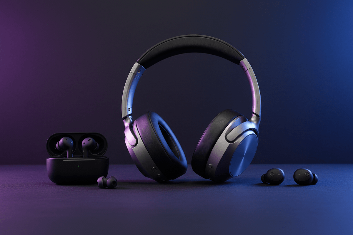 Audio and headphone technology including wireless earbuds, headphones, and Bluetooth speakers from Tech Chaos