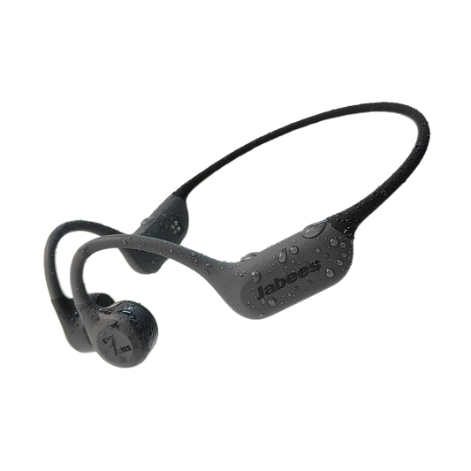 Black 7Seven bone conduction swimming headphones on a white background