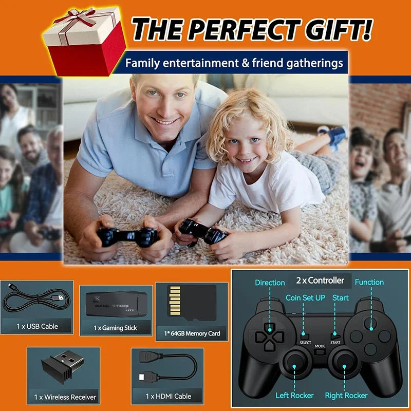 Retro Game Console with 20,000 Games and Wireless Controllers