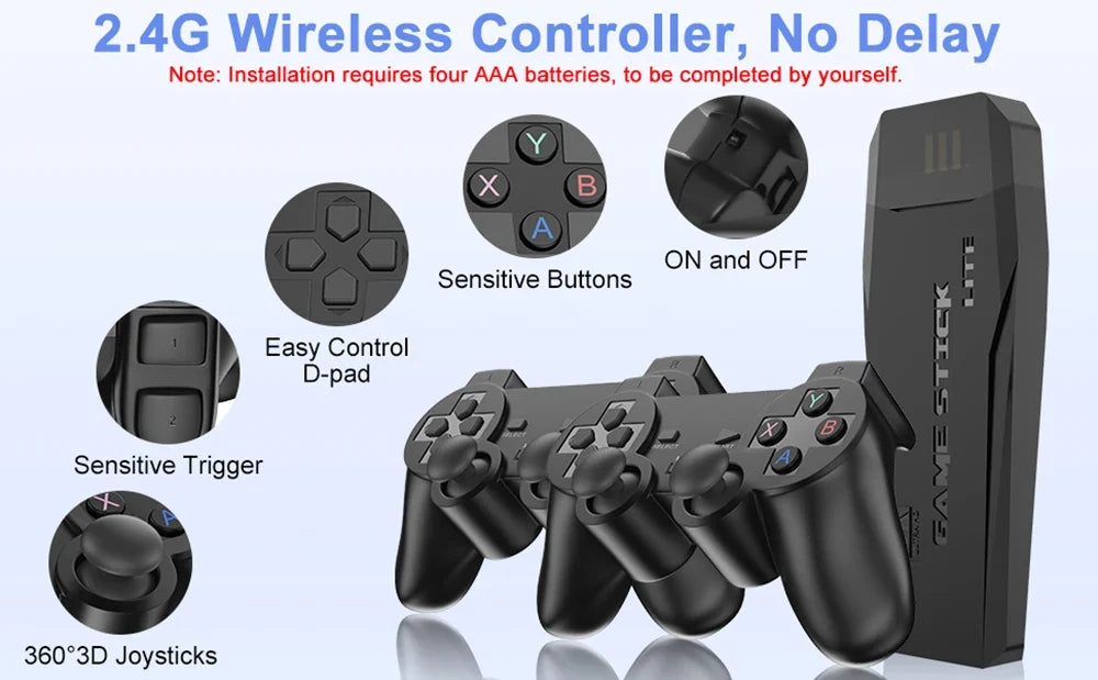 Retro Game Console with 20,000 Games and Wireless Controllers
