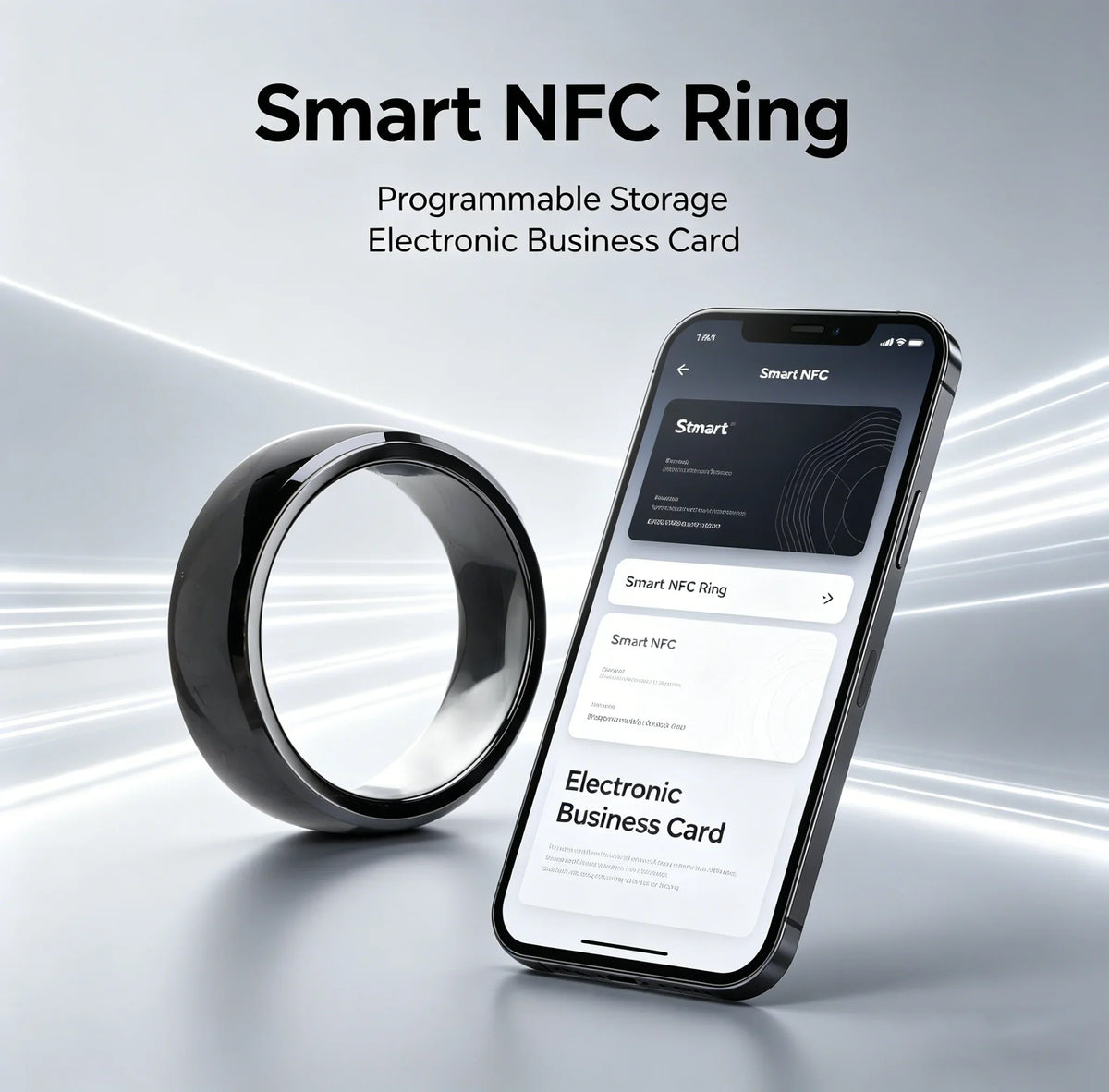 Ntag216 NFC Full Ceramic Smart Ring Compatible with NFC Enabled Phones and Devices Programmable for Bussiness Tags