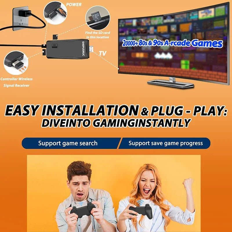 Retro Game Console with 20,000 Games and Wireless Controllers